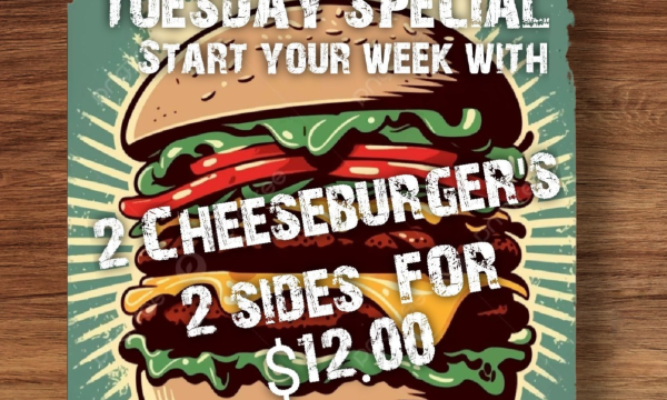 2 for $12.00  cheeseburger fries and drink 