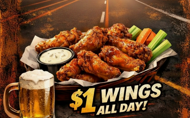 
<span>WING WEDNESDAY – $1 WINGS ALL DAY</span>
