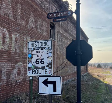 Route 66 Main & Front Street Signpost